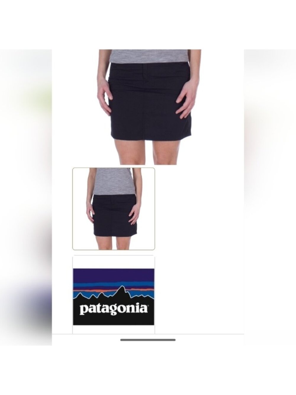 Patagonia skort with zipper pockets, black size 10